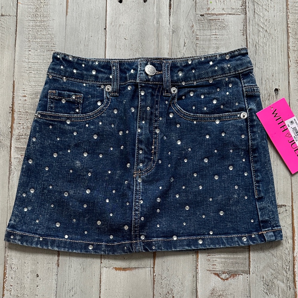 With Jules Blue Denim Skirt with Rhinestones NWT